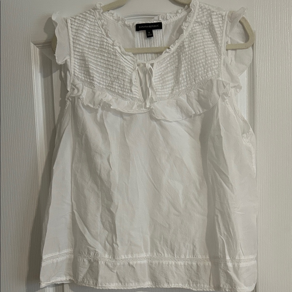 Banana Republic White Ruffle Blouse